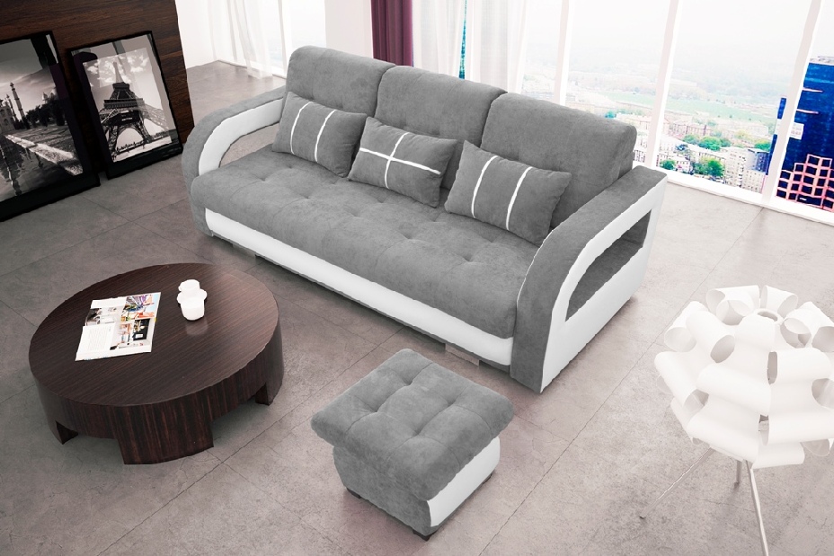 Háromszemélyes kanapé Nyssa (szürke + fehér)
