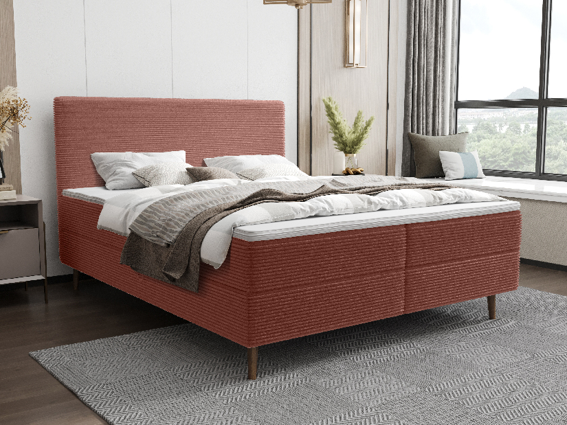 Egyszemélyes ágy 120 cm Napoli Comfort (terakotta) (ágyráccsal, tárolóhellyel)