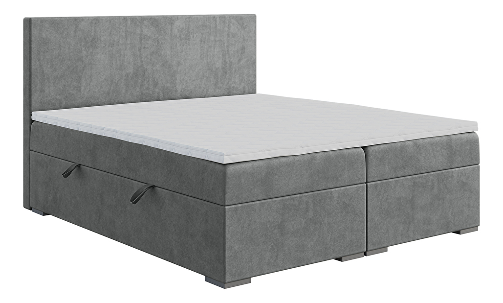 Franciaágy Boxspring 180 cm Lemmy (beton) (matraccal és tárolóhellyel)