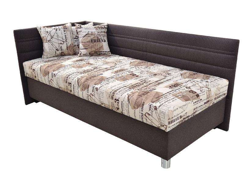 Egyszemélyes ágy 120 cm Porfirio (bézs + barna) (ágyráccsal és matraccal) (B)