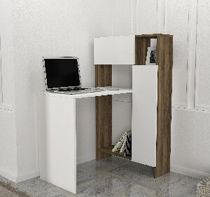 PC asztal Mikötél (fehér + dió)
