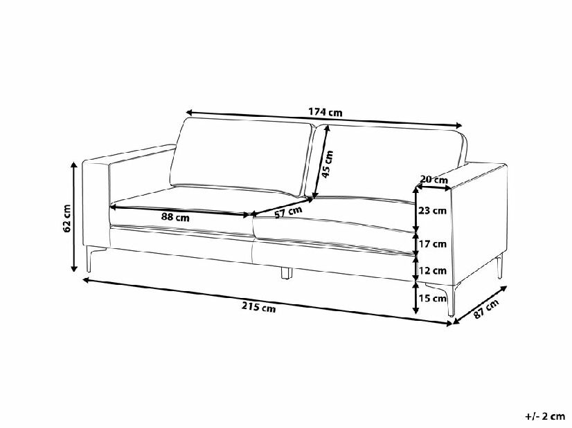 Háromszemélyes kanapé VEDISO (poliészter) (világoskék)