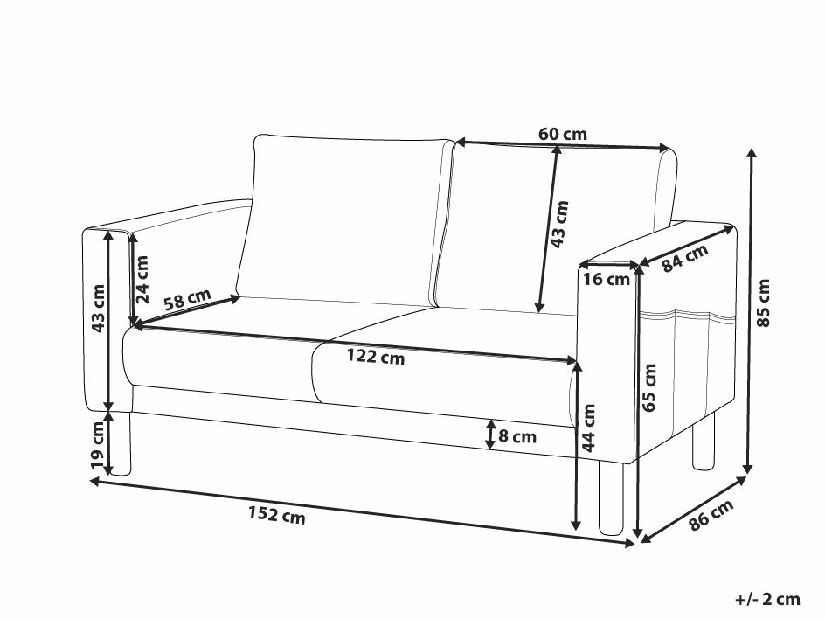 Kétszemélyes kanapé Applecross (sötétszürke)