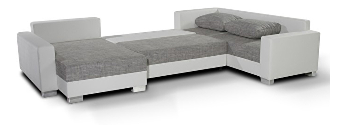 U alakú kanapé Stilo fehér + szürke (B)