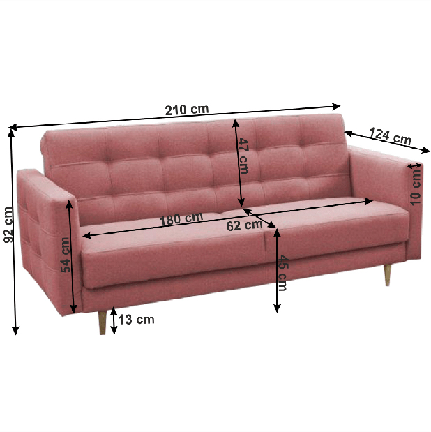 Szétnyitható kanapé Armendia (rózsaszín)