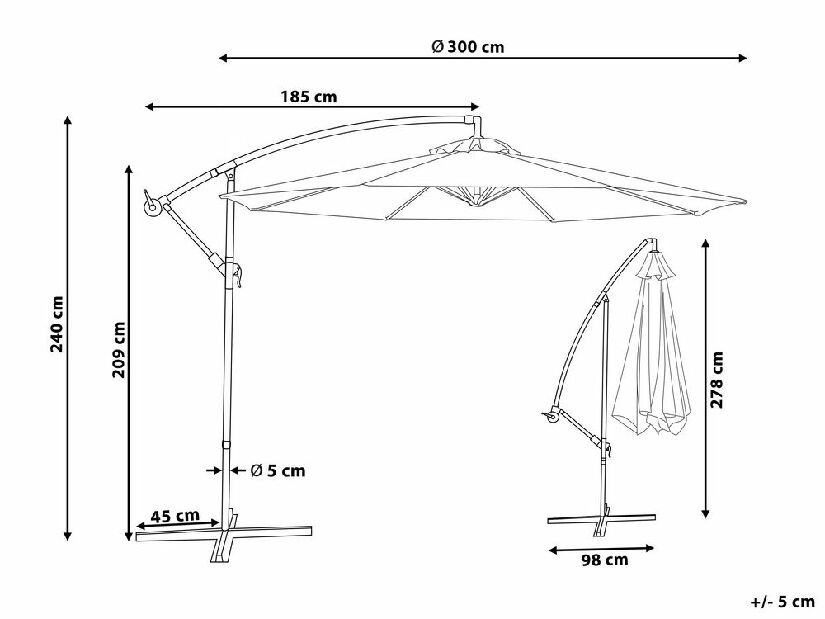 Kerti napernyő 300 cm RAVONA (fém) (sötétpiros)