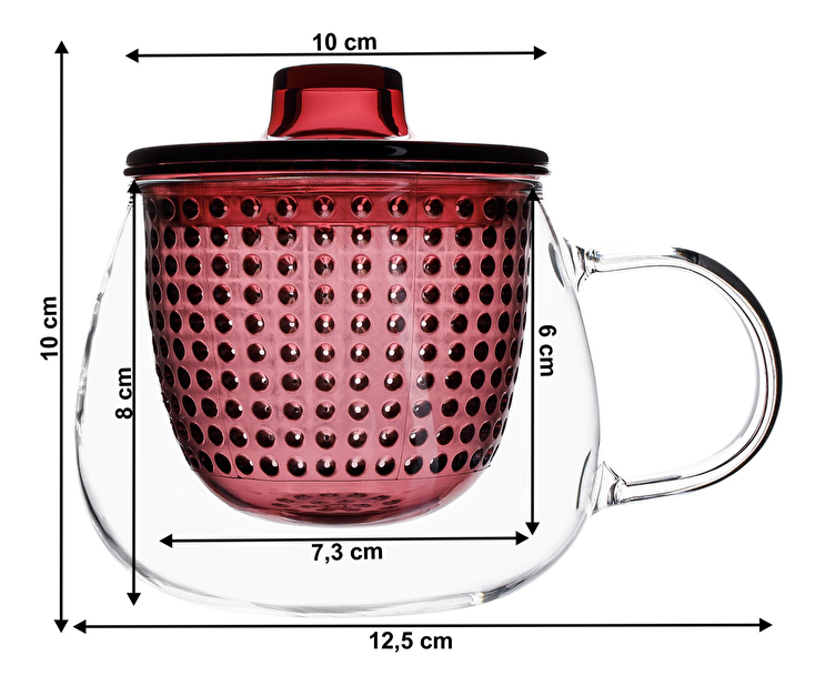 teáscsésze készlet szűrővel 350ml (3 db.) 350ml Safter (többszínű)