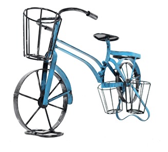 Bicikli formájú retró virágtartó Alberic (fekete + kék) *kiárusítás