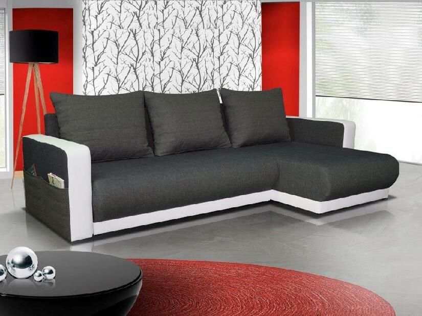 Sarok kanapé FrIra (sötétszürke + fehér) (J)