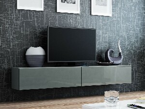 TV asztal/szekrény Zylia 180 (szürke + fényes szürke)