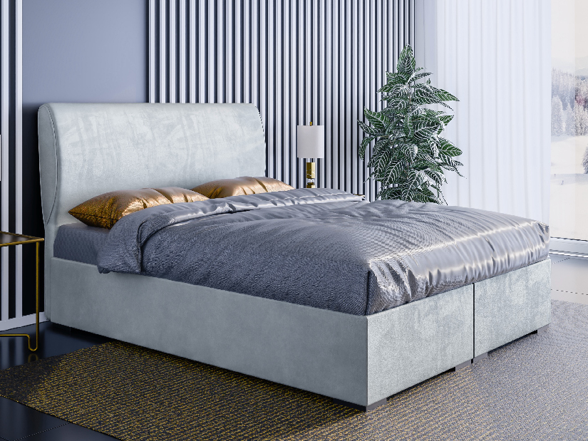 Egyszemélyes ágy Boxspring 120 cm Simoon (világosszürke) (matraccal és tárolóhellyel)
