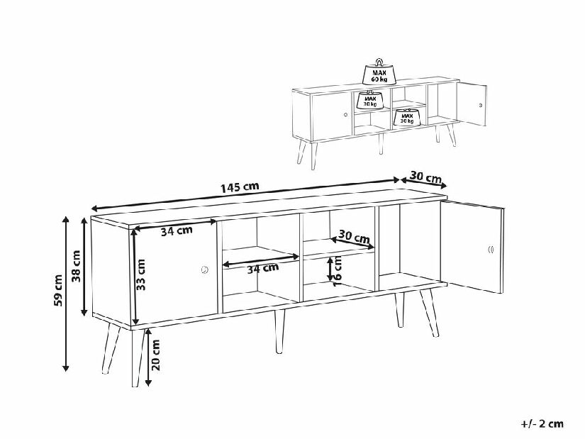 TV asztal/szekrény Chaza (világos fa)