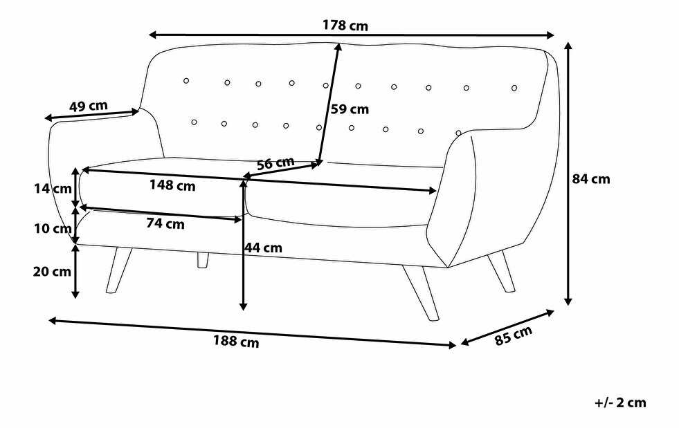 Háromszemélyes kanapé Bodmin (sötétszürke)