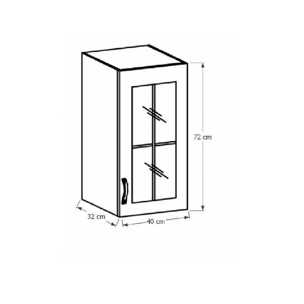 Felső konyhaszekrény üveg elemekkel G40S Provense (fehér + andersen erdei fenyő) (J)