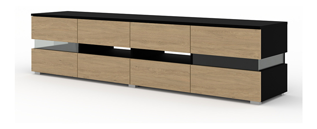 TV asztal/szekrény Vaimo (matt fekete + kő tölgy)