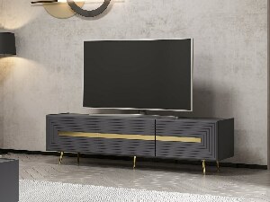 TV asztal/szekrény Jordan (antracit + arany)