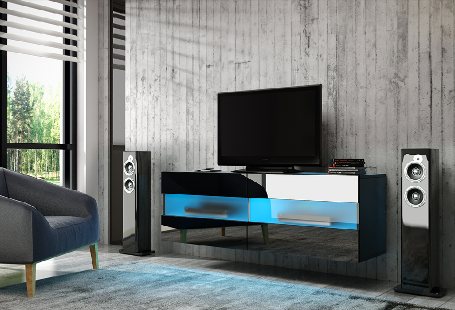 TV asztal Ramona (fényes fekete + fekete matt)