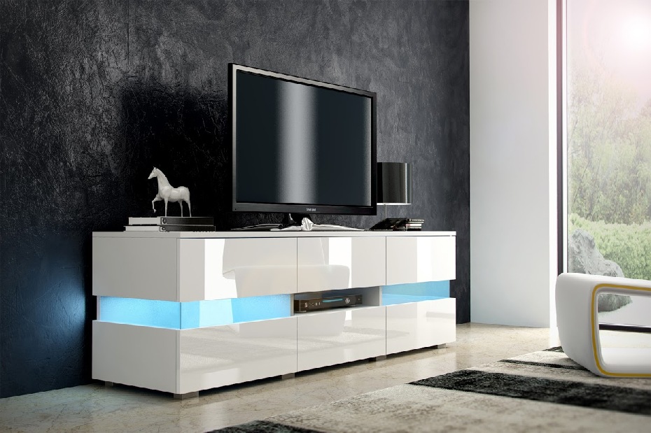 TV asztal Inter fehér + fényes fehér