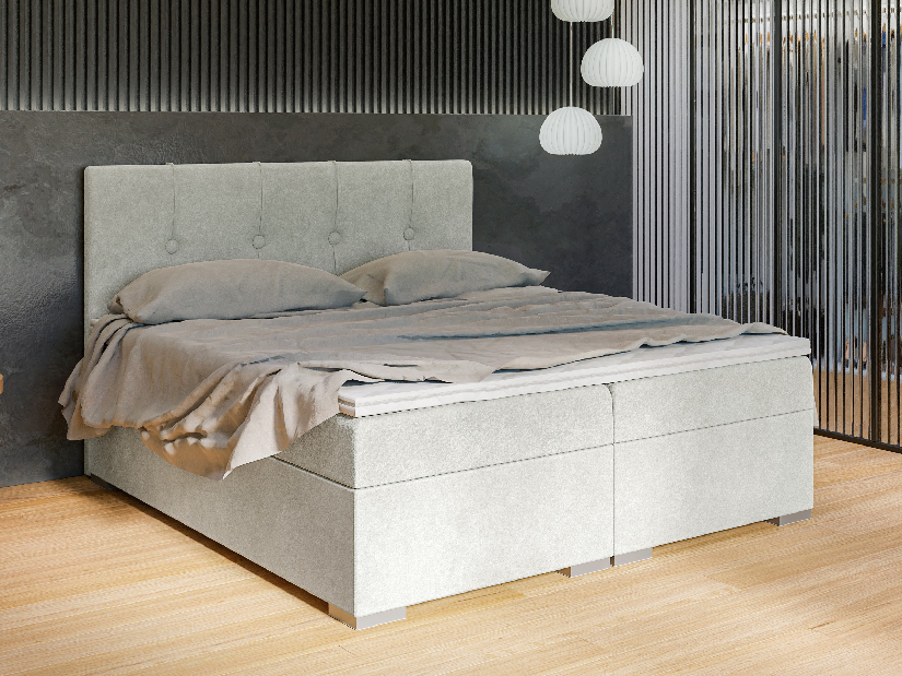 Egyszemélyes ágy Boxspring 120 cm Ruffy (világosszürke) (matraccal és tárolóhellyel)