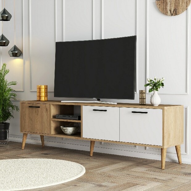 TV asztal/szekrény Essex (tölgy + fehér)