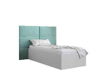 Egyszemélyes ágy kárpitozott fejtámlával 90 cm Brittany 2 (matt fehér + menta) (ágyráccsal)