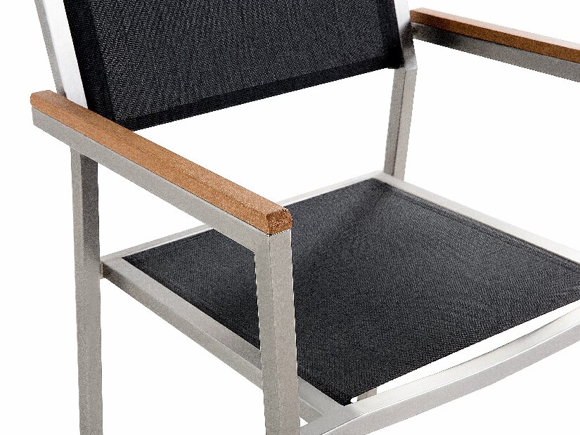 Kerti étkező szett Grosso (grafit) (üveglappal 180x90 cm) (fekete szék)