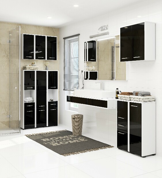 Függesztett fürdőszoba szekrény Farid Típus 5 (fehér + fényes fekete)