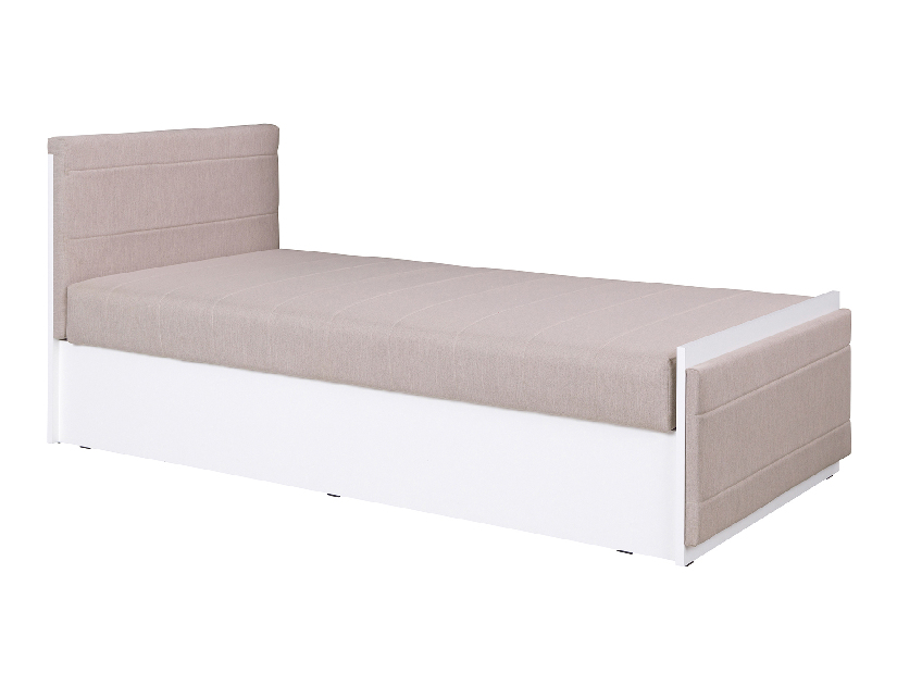 Egyszemélyes ágy 90 cm Iweta P (Matt fehér + bézs) (ágyráccsal és matraccal)