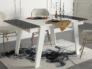 Étkezőasztal (6 fő részére) Raven (fehér + arany + fekete)