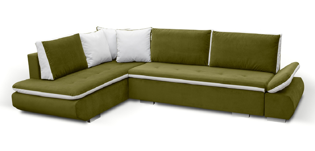 Sarok kanapé Artamo (zöld + fehér) (B)