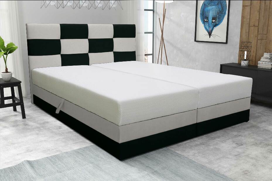 Franciaágy 160 cm Marion (ágyráccsal és matraccal) (fekete + fehér) *bazár