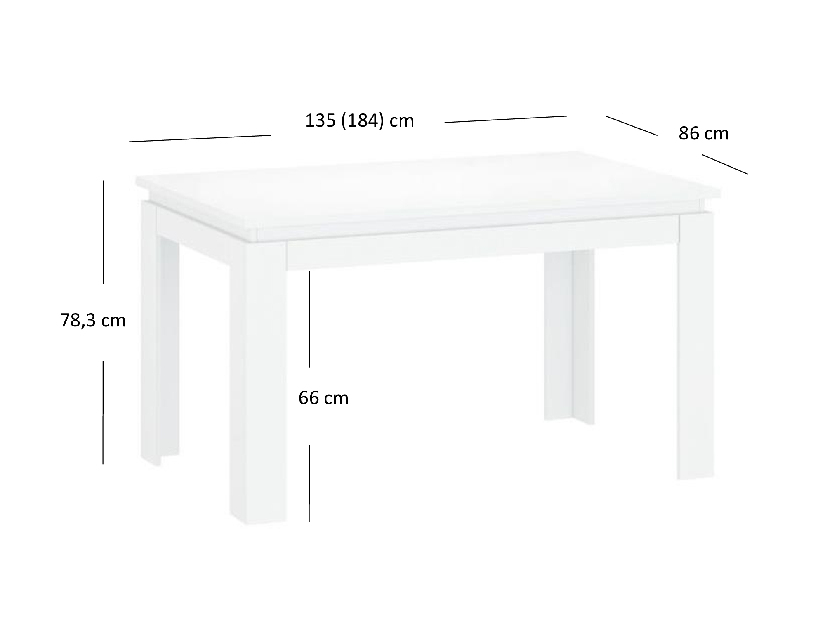 Széthúzható étkezőasztal (4-6 fő részére) Leona (fehér)