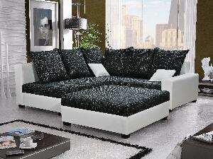 Sarok kanapé Monica (fekete + fehér) (taburettel) (B)