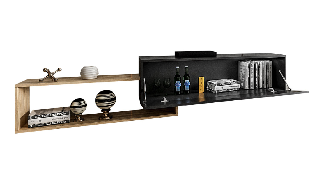 TV asztal/szekrény Pendara (fekete + wotan)
