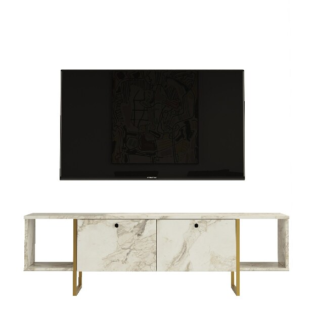 TV asztal/szekrény Vega 30 (fehér + arany)
