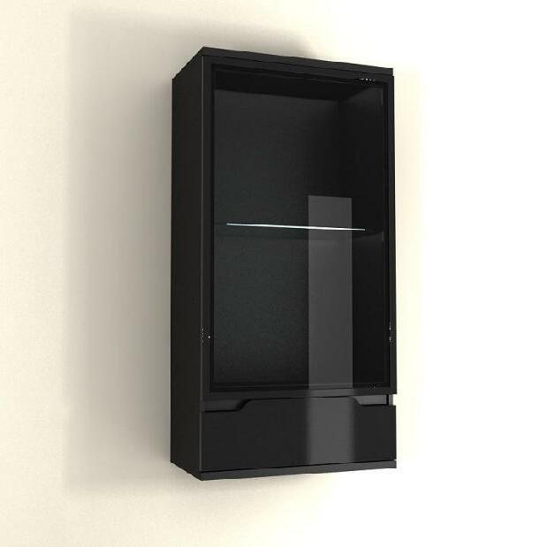 Vitrines szekrény falra Aberdovey AS 08 (fekete) (világítással)