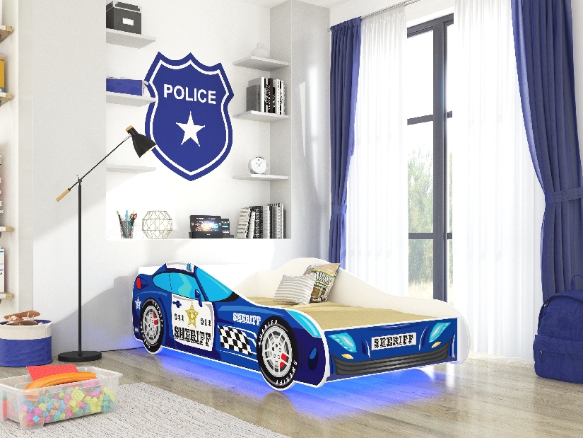Gyerekágy 160x80 cm Sheriff (ágyráccsal és matraccal) (kék)