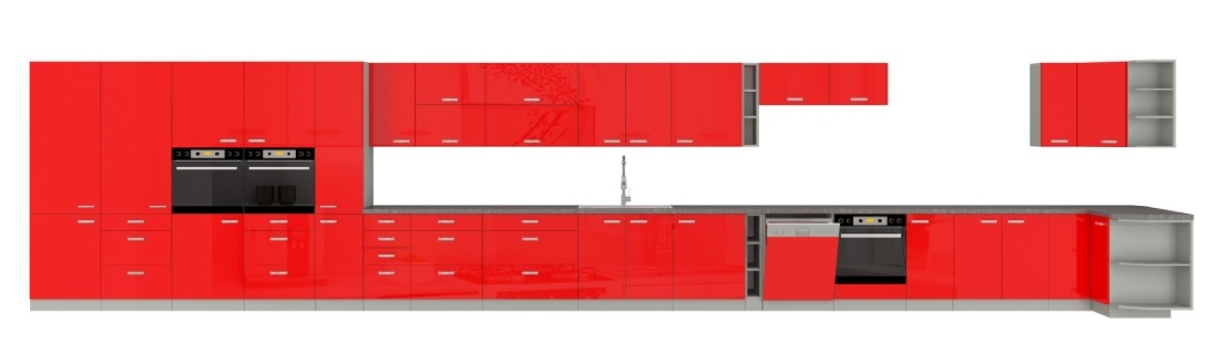 Beépített élelmiszer szekrény a hűtőhöz Roslyn 60 LO 210 2F (piros + szürke)