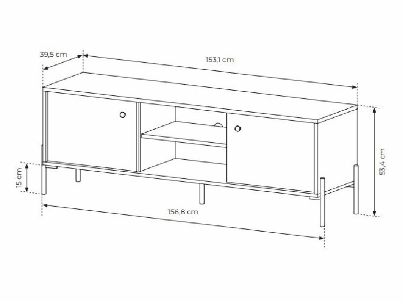 TV asztal/szekrény Scandia 153 2D (scandi tölgy + scandi fenyő)