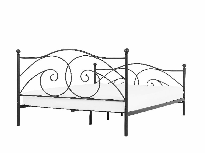 Franciaágy 160 cm DIROU (ágyráccsal) (fekete)