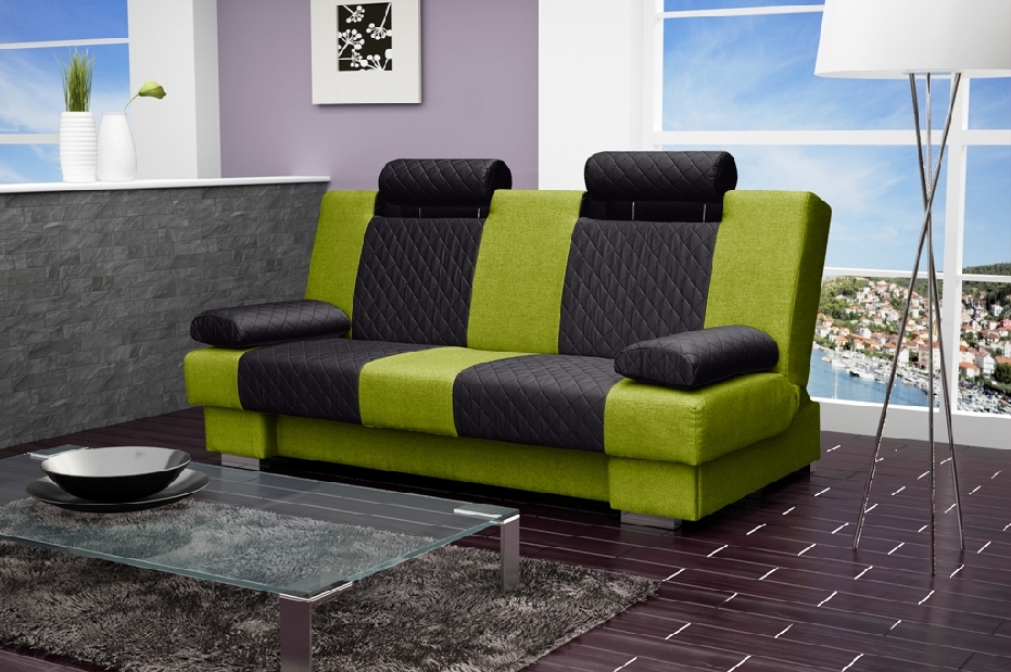 Háromszemélyes kanapé Amete (fekete + zöld)