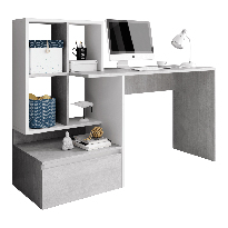 Számítógépasztal Nurvo (beton + fehér)