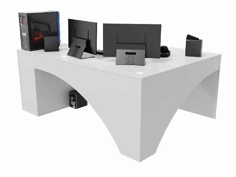 Sarok PC asztal Carbon (fehér) (B) (világítás nélkül)