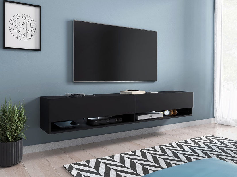 TV asztal/szekrény Aldesia 180 (fekete grafit) (RGB LED világítás Mirjan színes)