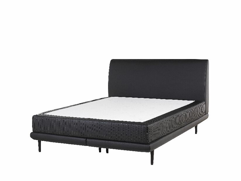 Kontinentális ágy 140 cm MADOM (szintetikus bőr) (fekete)