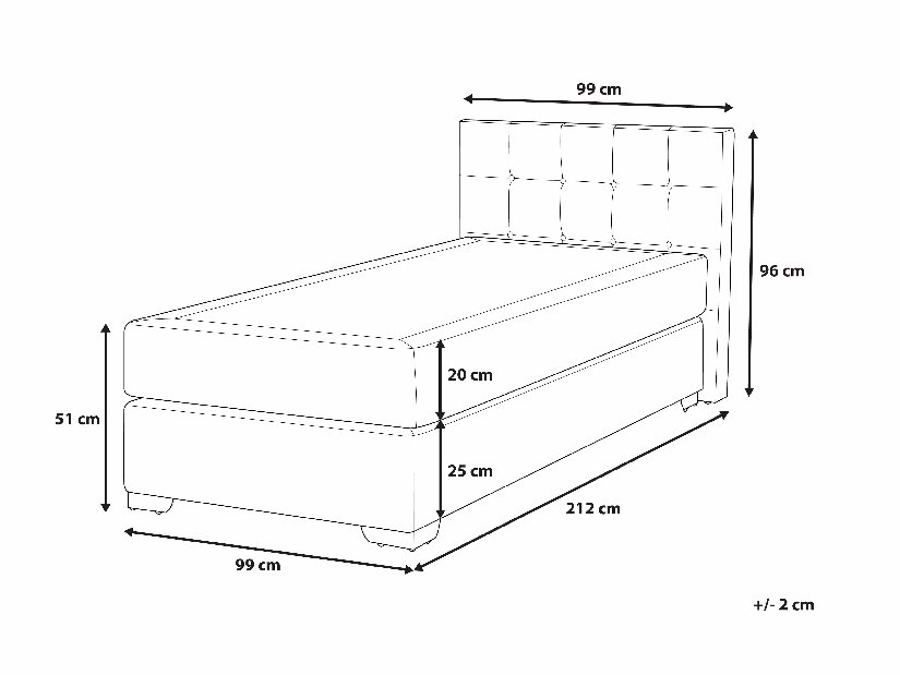 Egyszemélyes ágy Boxspring 90 cm ADIR (matraccal) (szürke)