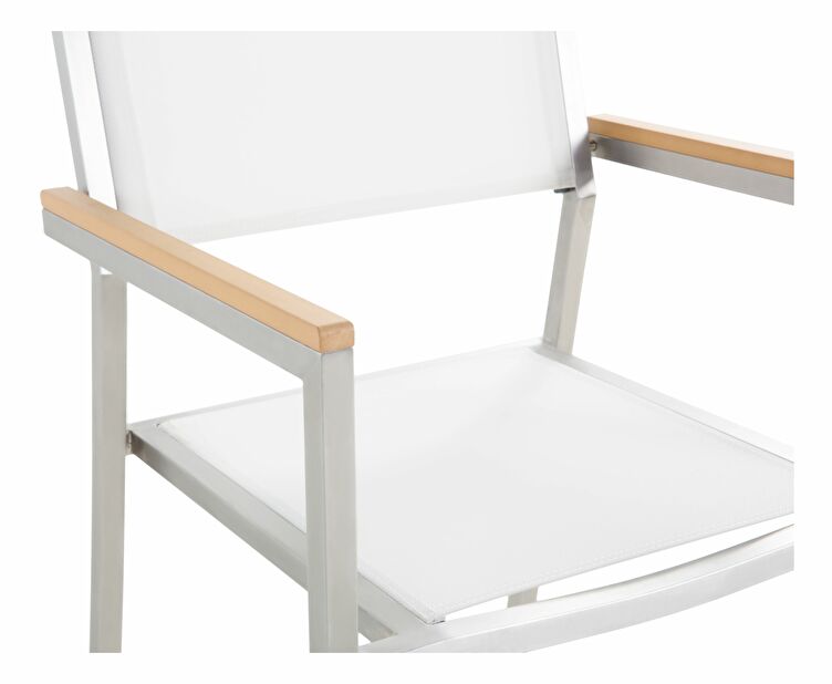 Kerti étkező szett Grosso (fekete) (üveglappal 180x90 cm) (fehér szék)