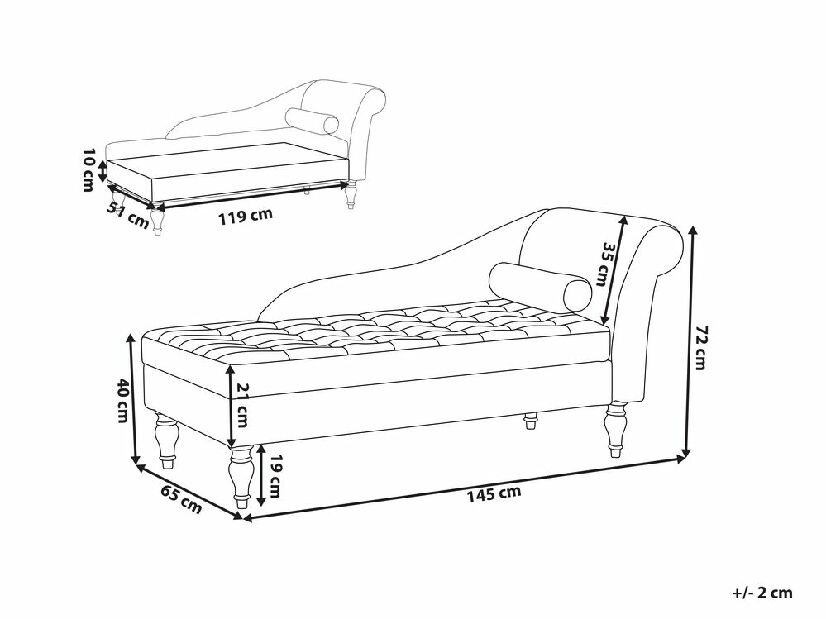 Pihenő fotel PLON (poliészter) (szürke) (tárolóhellyel)
