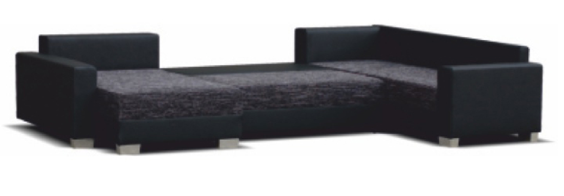 U alakú kanapé Stilo fekete + sötétszürke (B)
