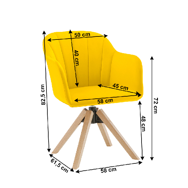 Irodai fotel Daine (bükk + sárga)